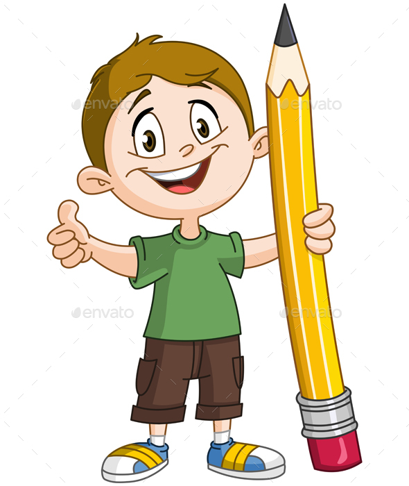 Boy Holding Pencil by yayayoyo GraphicRiver